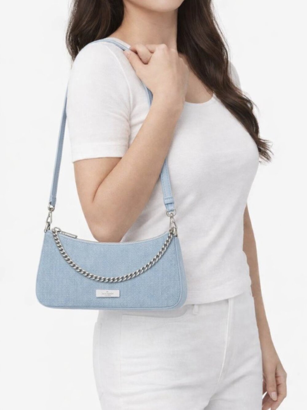 Kate Spade Madison Studded Denim Convertible Crossbody NWT - Picture 2 of 14